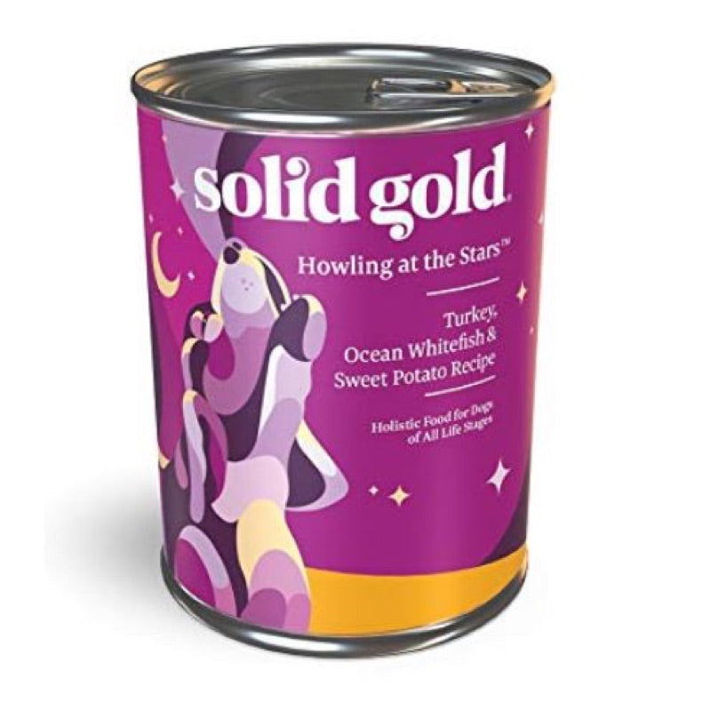 "Solid Gold Howling At The Stars Turkey, Ocean Fish & Sweet Potatoes Canned Dog Food 374g"