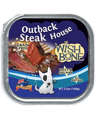 Wishbone Grain Free Outback Steak House Tray Dog Food 100g