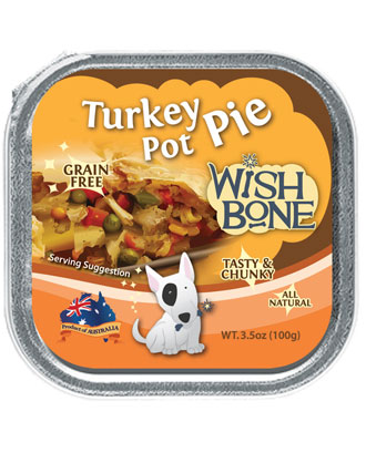 Wishbone Grain Free Turkey Pot Pie Tray Dog Food 100g