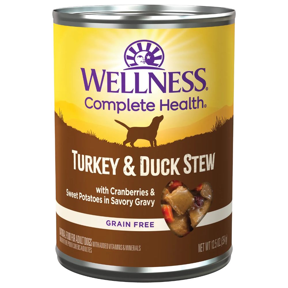 Wellness Complete Health Turkey & Duck Stew With Cranberries & Sweet Potatoes Grain-Free Canned Dog Food 354g